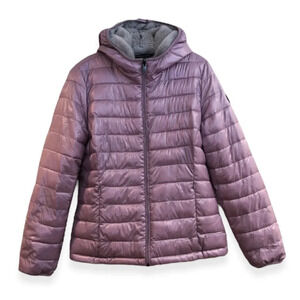 Andrew Marc Faux Fur Lined Reversible Pink Winter Hooded Puffer Coat XS